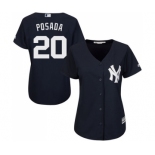 Women's Majestic New York Yankees #20 Jorge Posada Authentic Navy Blue Alternate MLB Jersey