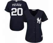 Women's Majestic New York Yankees #20 Jorge Posada Authentic Navy Blue Alternate MLB Jersey