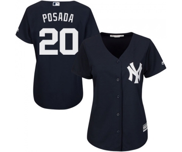 Women's Majestic New York Yankees #20 Jorge Posada Authentic Navy Blue Alternate MLB Jersey