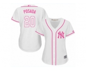 Women's Majestic New York Yankees #20 Jorge Posada Authentic White Fashion Cool Base MLB Jersey