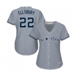 Women's Majestic New York Yankees #22 Jacoby Ellsbury Authentic Grey Road MLB Jersey