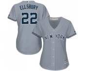 Women's Majestic New York Yankees #22 Jacoby Ellsbury Authentic Grey Road MLB Jersey