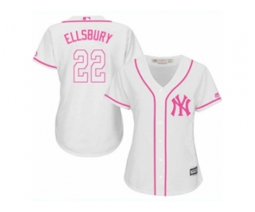 Women's Majestic New York Yankees #22 Jacoby Ellsbury Authentic White Fashion Cool Base MLB Jersey