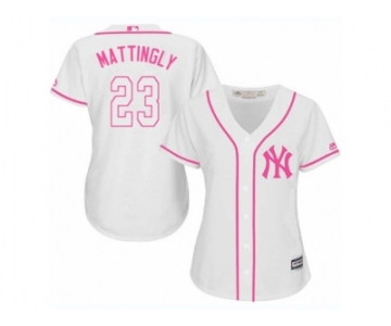 Women's Majestic New York Yankees #23 Don Mattingly Authentic White Fashion Cool Base MLB Jersey