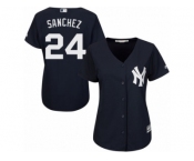 Women's Majestic New York Yankees #24 Gary Sanchez Authentic Navy Blue Alternate MLB Jersey