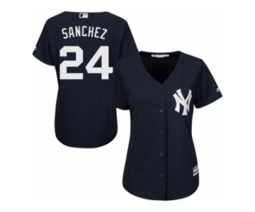 Women's Majestic New York Yankees #24 Gary Sanchez Authentic Navy Blue Alternate MLB Jersey