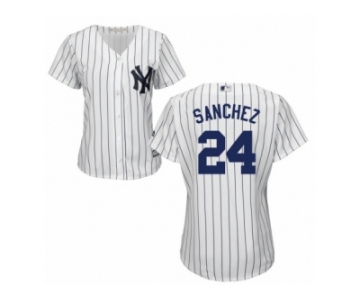 Women's Majestic New York Yankees #24 Gary Sanchez Authentic White Home MLB Jersey