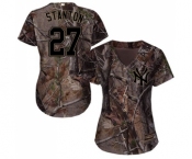 Women's Majestic New York Yankees #27 Giancarlo Stanton Authentic Camo Realtree Collection Flex Base MLB Jersey