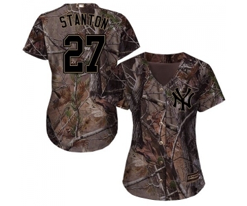 Women's Majestic New York Yankees #27 Giancarlo Stanton Authentic Camo Realtree Collection Flex Base MLB Jersey