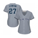 Women's Majestic New York Yankees #27 Giancarlo Stanton Authentic Grey Road MLB Jersey