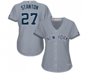 Women's Majestic New York Yankees #27 Giancarlo Stanton Authentic Grey Road MLB Jersey