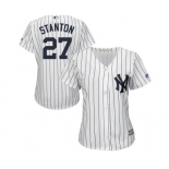 Women's Majestic New York Yankees #27 Giancarlo Stanton Authentic White Home MLB Jersey