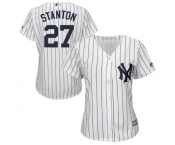 Women's Majestic New York Yankees #27 Giancarlo Stanton Authentic White Home MLB Jersey