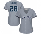 Women's Majestic New York Yankees #28 Austin Romine Authentic Grey Road MLB Jersey