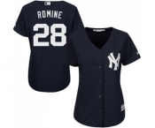 Women's Majestic New York Yankees #28 Austin Romine Authentic Navy Blue Alternate MLB Jersey