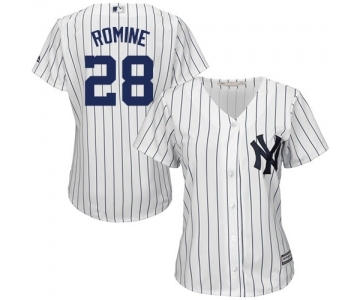 Women's Majestic New York Yankees #28 Austin Romine Authentic White Home MLB Jersey