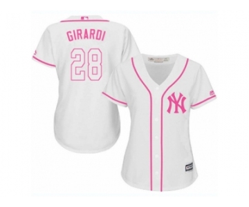 Women's Majestic New York Yankees #28 Joe Girardi Authentic White Fashion Cool Base MLB Jersey