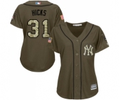 Women's Majestic New York Yankees #31 Aaron Hicks Authentic Green Salute to Service MLB Jersey