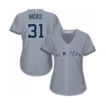 Women's Majestic New York Yankees #31 Aaron Hicks Authentic Grey Road MLB Jersey