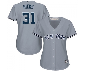 Women's Majestic New York Yankees #31 Aaron Hicks Authentic Grey Road MLB Jersey