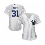 Women's Majestic New York Yankees #31 Aaron Hicks Authentic White Home MLB Jersey