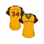 Women's Majestic New York Yankees #34 Brian McCann Authentic Yellow 2016 All-Star American League BP Cool BaseMLB Jersey