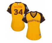 Women's Majestic New York Yankees #34 Brian McCann Authentic Yellow 2016 All-Star American League BP Cool BaseMLB Jersey