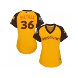 Women's Majestic New York Yankees #36 Carlos Beltran Authentic Yellow 2016 All-Star American League BP Cool BaseMLB Jersey