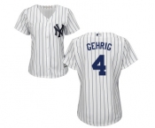 Women's Majestic New York Yankees #4 Lou Gehrig Authentic White Home MLB Jersey