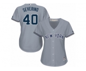 Women's Majestic New York Yankees #40 Luis Severino Replica Grey Road MLB Jersey