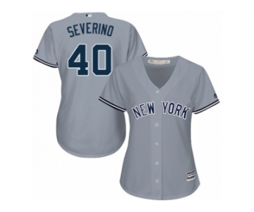 Women's Majestic New York Yankees #40 Luis Severino Replica Grey Road MLB Jersey