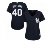 Women's Majestic New York Yankees #40 Luis Severino Replica Navy Blue Alternate MLB Jersey