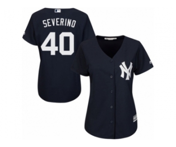 Women's Majestic New York Yankees #40 Luis Severino Replica Navy Blue Alternate MLB Jersey