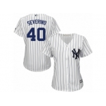 Women's Majestic New York Yankees #40 Luis Severino Replica White Home MLB Jersey