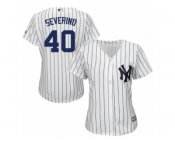 Women's Majestic New York Yankees #40 Luis Severino Replica White Home MLB Jersey