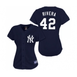 Women's Majestic New York Yankees #42 Mariano Rivera Authentic Navy Blue MLB Jersey