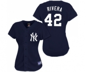 Women's Majestic New York Yankees #42 Mariano Rivera Authentic Navy Blue MLB Jersey