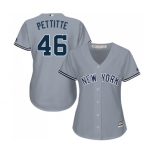 Women's Majestic New York Yankees #46 Andy Pettitte Authentic Grey Road MLB Jersey