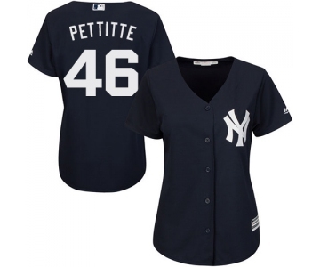 Women's Majestic New York Yankees #46 Andy Pettitte Authentic Navy Blue Alternate MLB Jersey