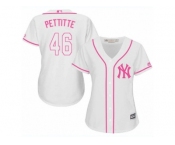 Women's Majestic New York Yankees #46 Andy Pettitte Authentic White Fashion Cool Base MLB Jersey