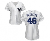 Women's Majestic New York Yankees #46 Andy Pettitte Authentic White Home MLB Jersey