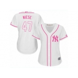 Women's Majestic New York Yankees #47 Jon Niese Replica White Fashion Cool Base MLB Jersey