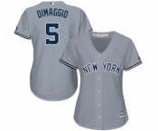 Women's Majestic New York Yankees #5 Joe DiMaggio Authentic Grey Road MLB Jersey