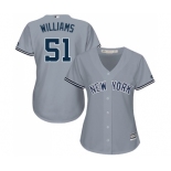 Women's Majestic New York Yankees #51 Bernie Williams Authentic Grey Road MLB Jersey