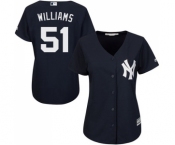 Women's Majestic New York Yankees #51 Bernie Williams Authentic Navy Blue Alternate MLB Jersey