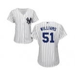 Women's Majestic New York Yankees #51 Bernie Williams Authentic White Home MLB Jersey