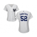 Women's Majestic New York Yankees #52 C.C. Sabathia Authentic White Home MLB Jersey