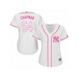 Women's Majestic New York Yankees #54 Aroldis Chapman Authentic White Fashion Cool Base MLB Jersey