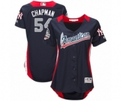 Women's Majestic New York Yankees #54 Aroldis Chapman Game Navy Blue American League 2018 MLB All-Star MLB Jersey