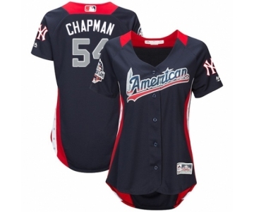 Women's Majestic New York Yankees #54 Aroldis Chapman Game Navy Blue American League 2018 MLB All-Star MLB Jersey